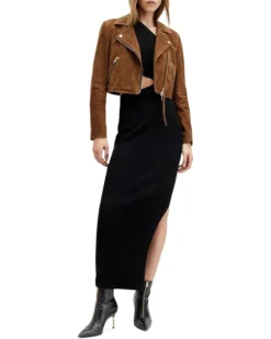 AllSaints Suede Dalby Crop Biker | Coats & Outerwear -Closet Parade 61IWMENY3jL. AC SR736920