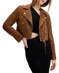 AllSaints Suede Dalby Crop Biker | Coats & Outerwear